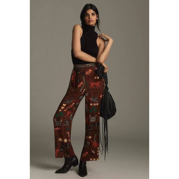 Farm Rio x Anthropologie Printed Wide-Leg Pants Size M - Picture 1 of 11